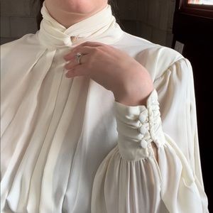 Vintage white pleated blouse | Edwardian buttonup